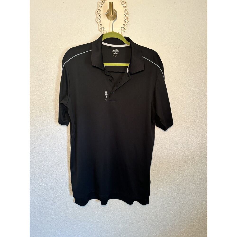 Adidas Adizero Men's Large Golf Shirt Black Short Sleeve Polo Shirt